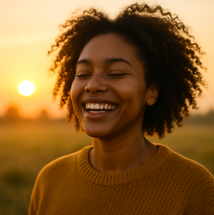 This image was created with the assistance of ChatGPT by Openai. Becoming-in-Rhythm-a-Sacred-Journey-in-Thematic-Smiling-Girl-with-Sunlight