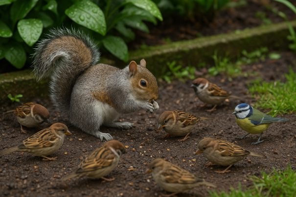 Gods-Faithful-Provision-Lessons-from-Squirrels-and-Sparrows-Feeding-Together