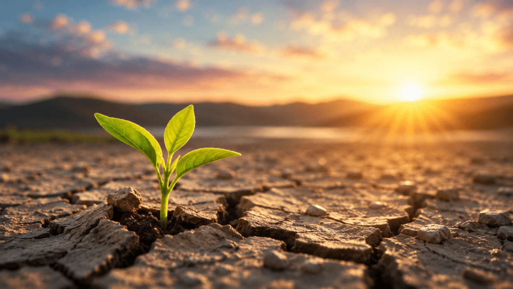Image created with the assistance of ChatGPT by OpenAI How to Keep Moving Forward With God When Life Is Hard Plant Pushing Through